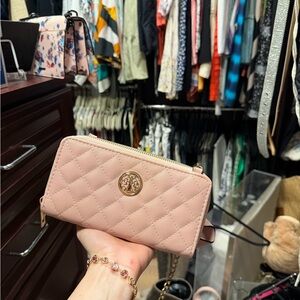 Quilted Pink Wallet purse with strap